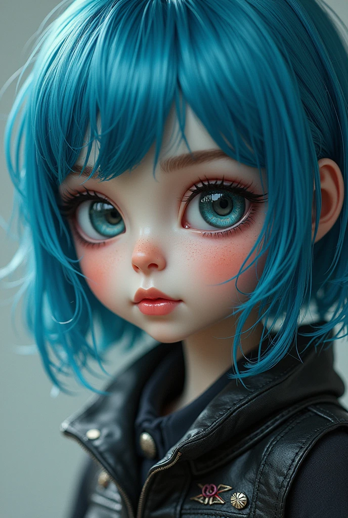 girl,Blue Hair,Punk,masterpiece, best quality, 8K, Delicate skin texture, Detailed fabric texture, Delicate face, Intricate details, Extremely detailed,