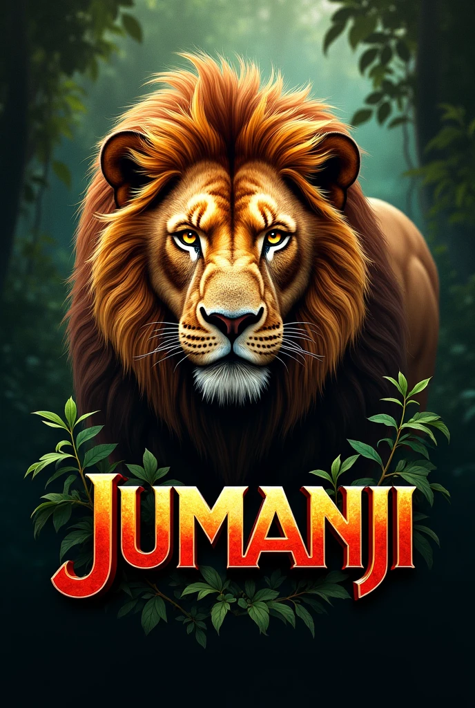 Create a logo with a lion that says Jumanji 