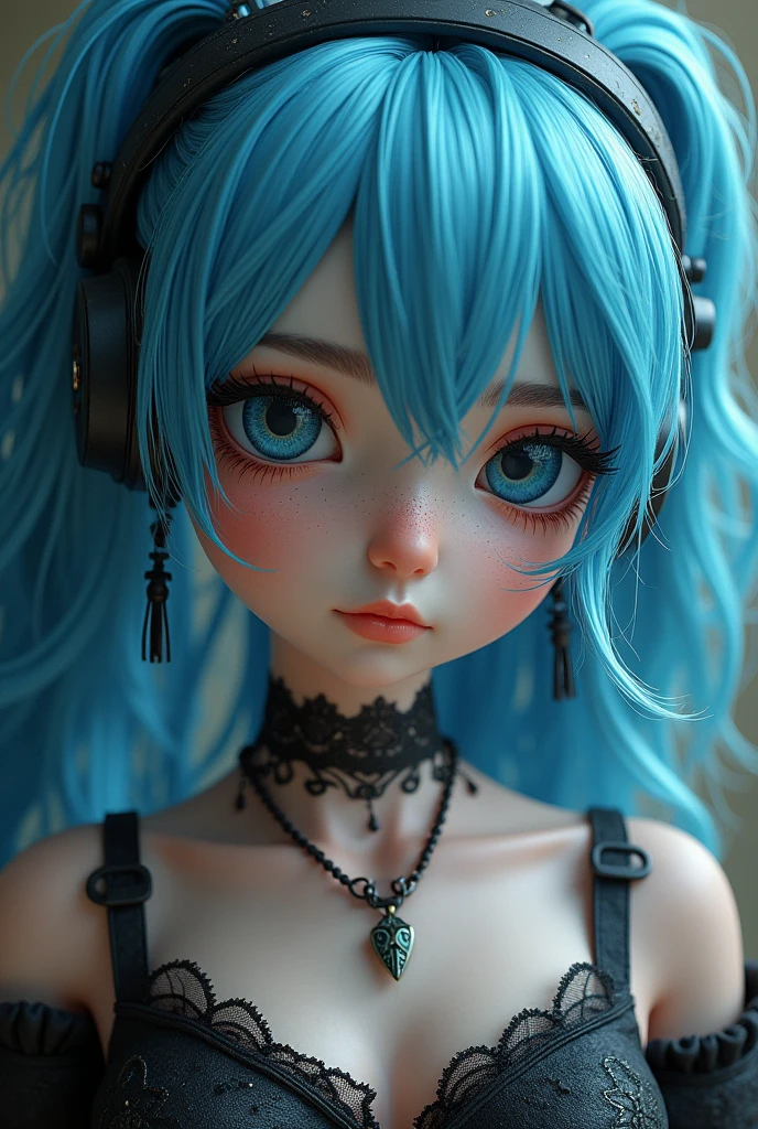 girl，Blue Hair，Punk，masterpiece, best quality, 8K, Delicate skin texture, Detailed fabric texture, Delicate face, Intricate details, Extremely detailed,