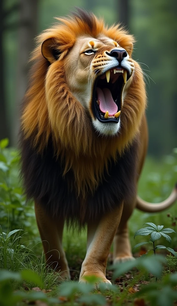 Lion roaring This forest is ours, and we will protect it at any cost