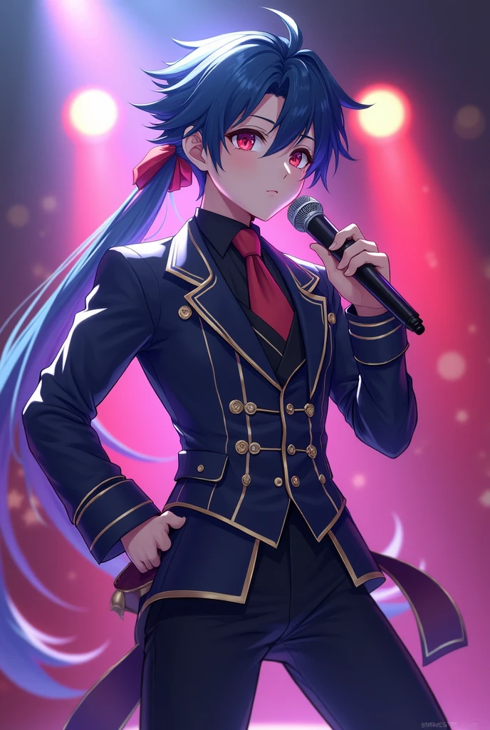 charakter hu tao from genshin impact, wears a idol uniform, peform on stage, wallpaper