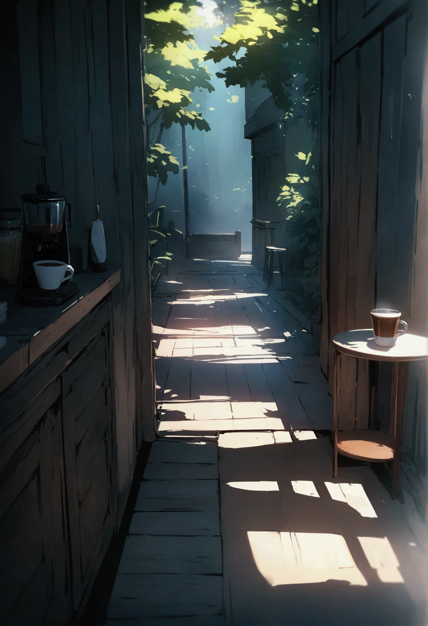 (best quality, masterpiece), dappled sunlight, indoors, a cup of coffee, glass (goosebumps:0.7), beautiful effect, ( specific color : 0.9) 4k, 8k, uhd, hdr, detailed background, background