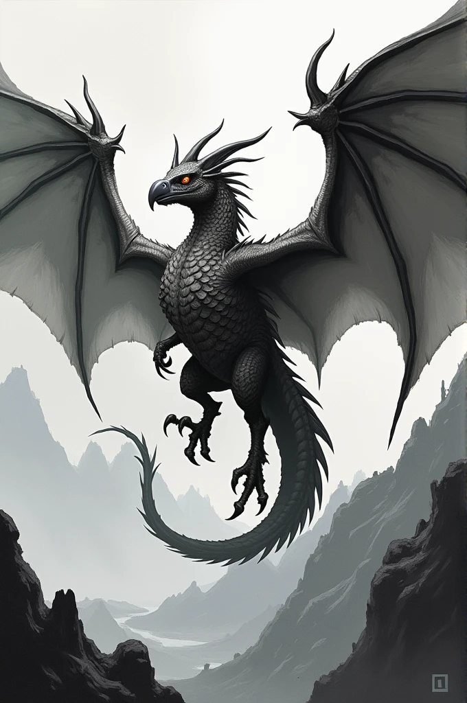 Sketch, dragon half bird