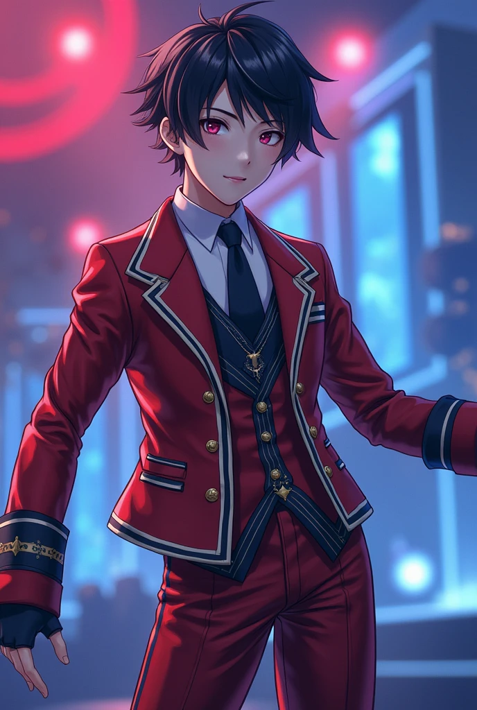 charakter hu tao from genshin impact, wears a idol uniform, peform on stage, wallpaper