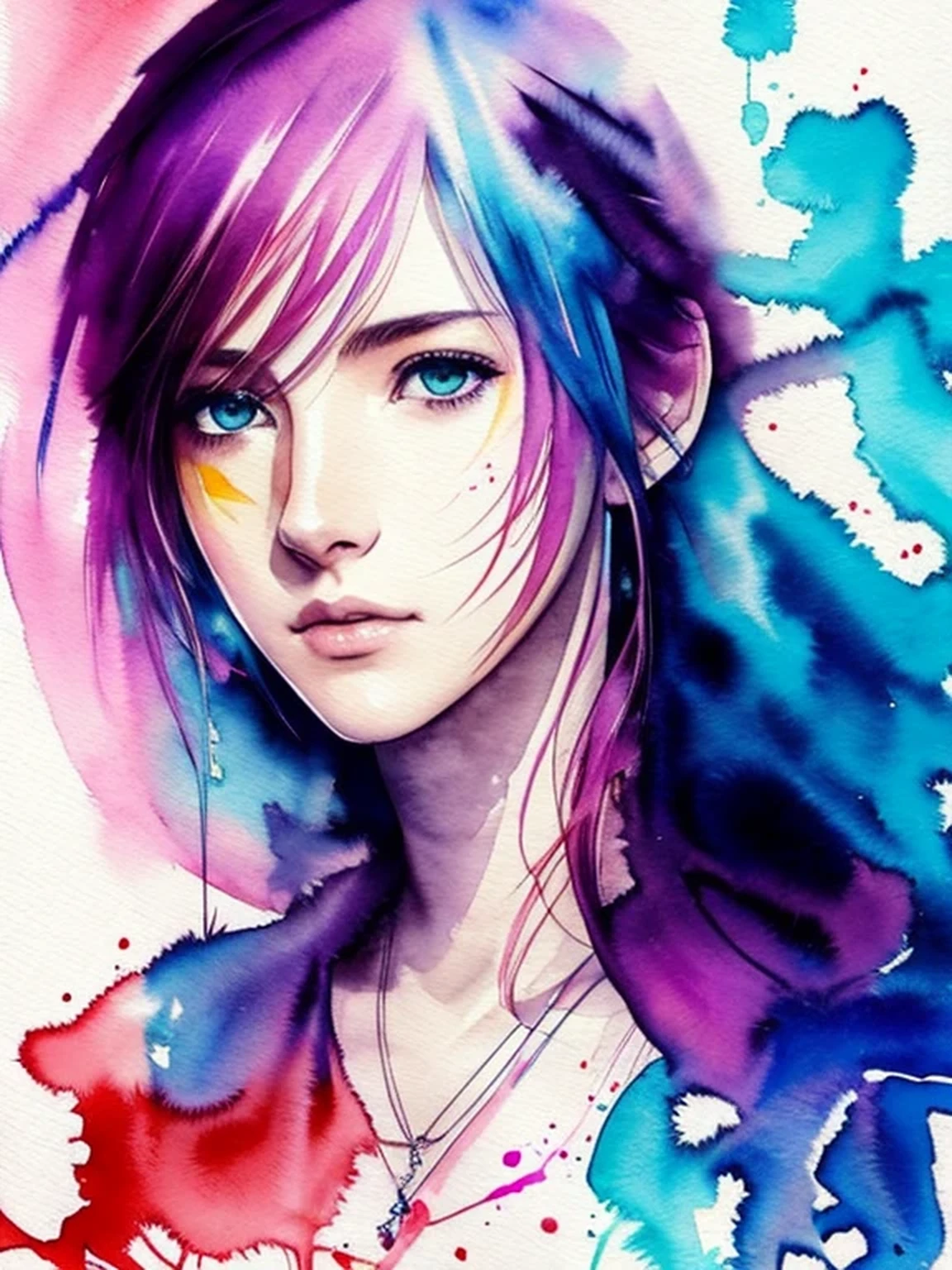 (((Agnes Cecile:1.3, watercolor))), breathtaking beauty, precise lineart, glowing design, ink drops, Final Fantasy XIII Character Lightning (Claire Farron), centered, key visual, intricate, highly detailed, breathtaking beauty, precise lineart:1.1, vibrant, Beautiful Muses, comprehensive cinematic, ((Carne Griffiths, Conrad Roset)), autumn lights, (the most beautiful portrait in the world:1.5), (masterpiece, best quality),