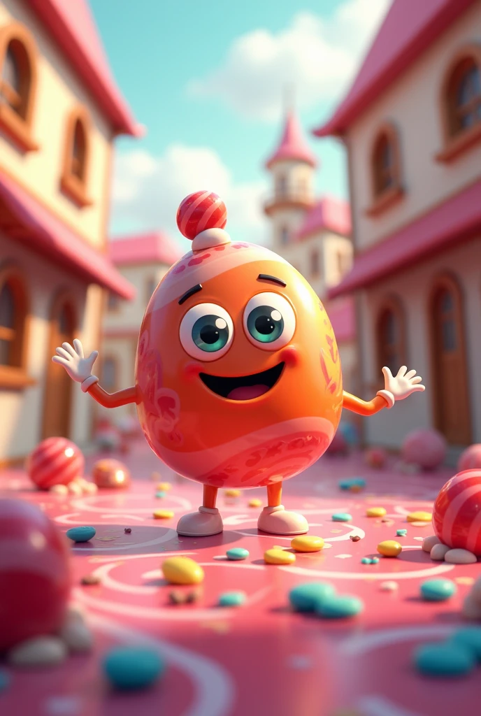 create an image containing a logo about a candy factory, and the slogan of this 