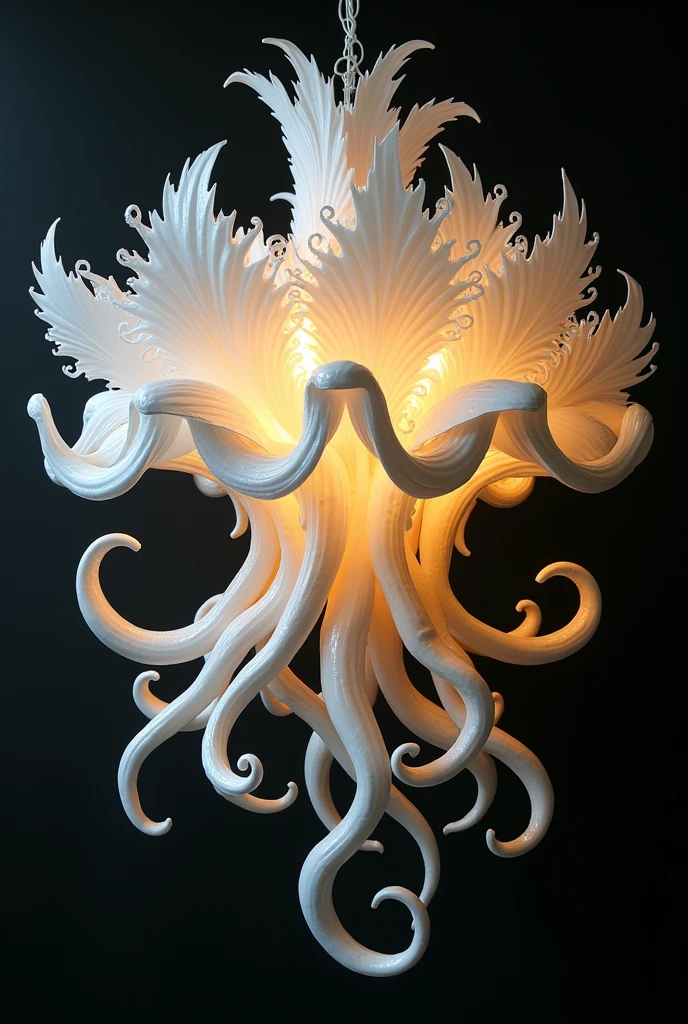Create a chandelier that combining a shape of squid and lily flower...the chandelier is made using polystyrene cup generate another one with different concept