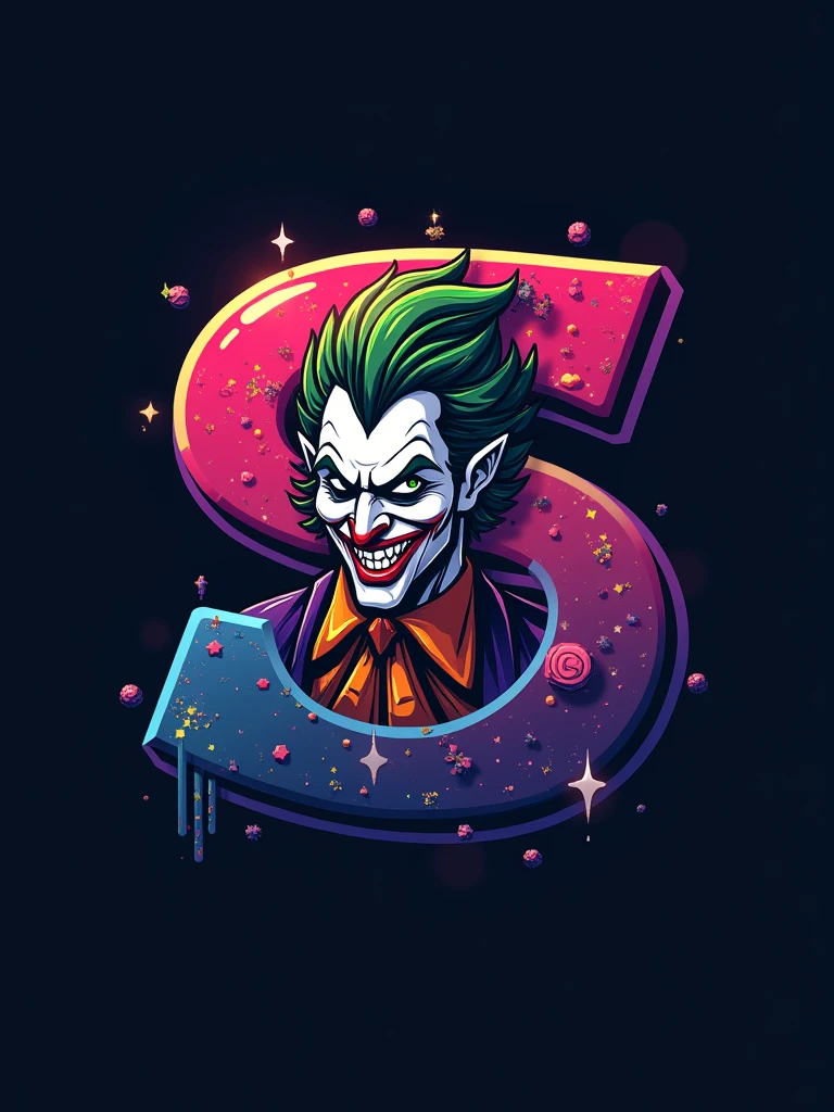 logo "snvaj" stylish letter logo front,background joker in letter front joker