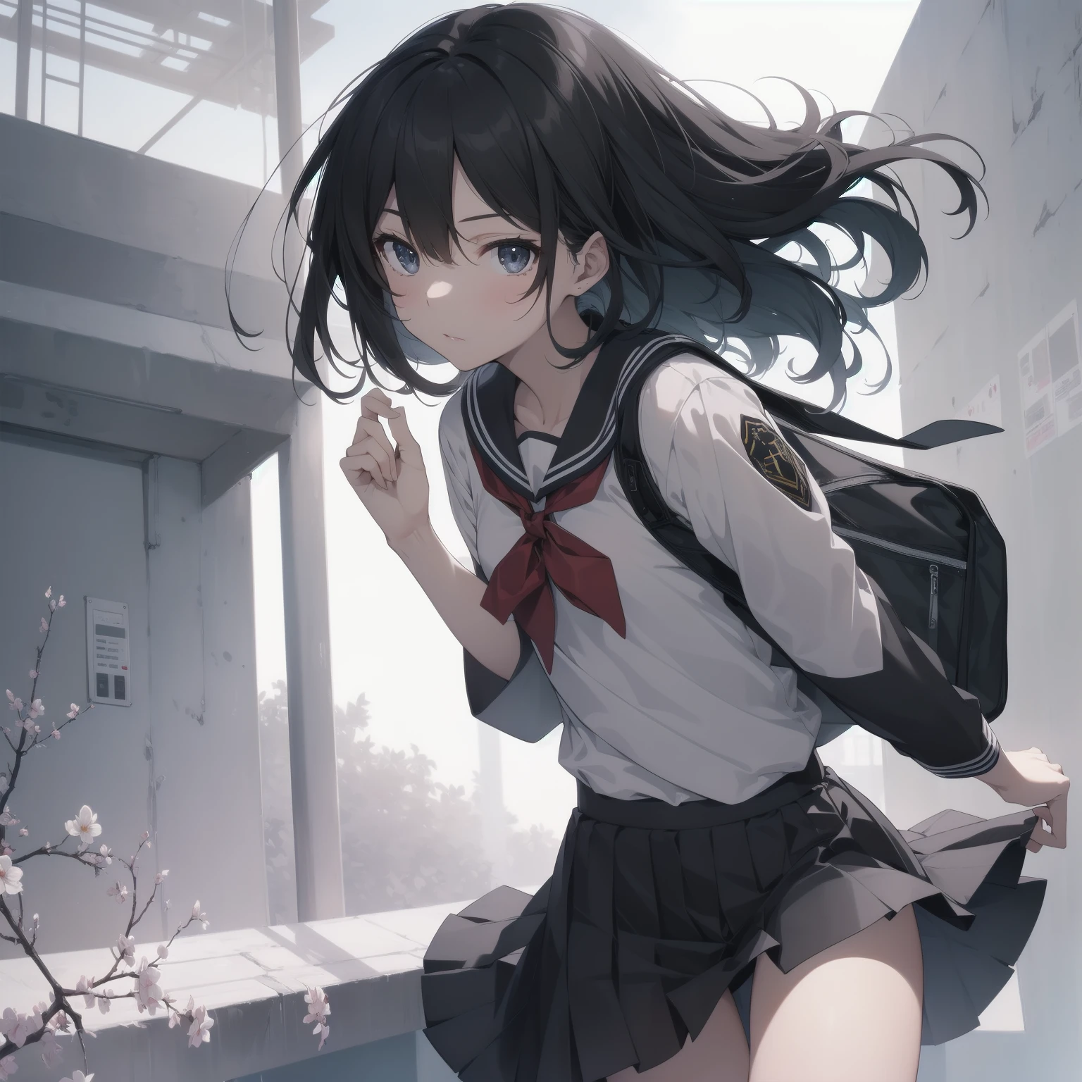 ultra-absurdres-Top quality by artist God, ultra-detailed, high resolution, anime moe artstyle, best anime 8k konachan wallpaper, pixiv contest winner, pool:2810, perfect anatomy,break, 1girl, (Please draw a girl walking sleepily to school alone. )break,(Solo,little female, 13-year-old:1.3),Full limbs, complete fingers,a junior high school student, (very short hair), short cut, flat chest, , small butt, small black eyes, beautiful detailed eyes, well-proportioned iris and pupils, expressive eyes, highres detailed hair, soft expression, salor school_uniform, sailor collar, serahuku, bow, pleated skirt,(Detailed Lighting), (Detailed background), in the School commute route. break,super detailed skin, Best cinematic lighting powered by famous artist, 8k,beauty illustration,photoshop_(medium),very aesthetic,break,((artist:ishikei )), artist:clamp ,artist:carnelian ,artist:kantoku ,
