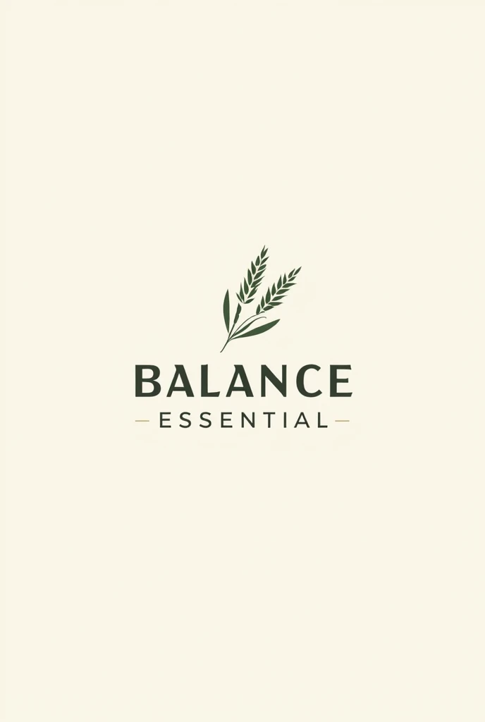 Logo for a natural essential oil brand called Balance Essential that incorporates a minimalist organic design, Sans serif typography