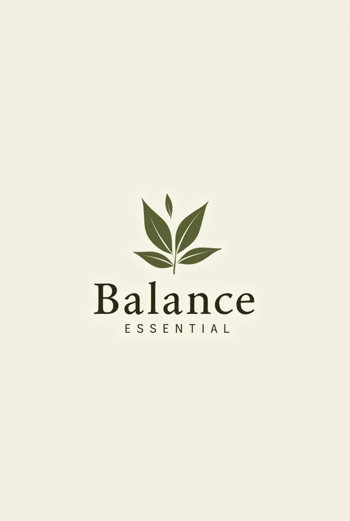 Logo for a natural essential oil brand called Balance Essential that incorporates a minimalist organic design, Sans serif typography 