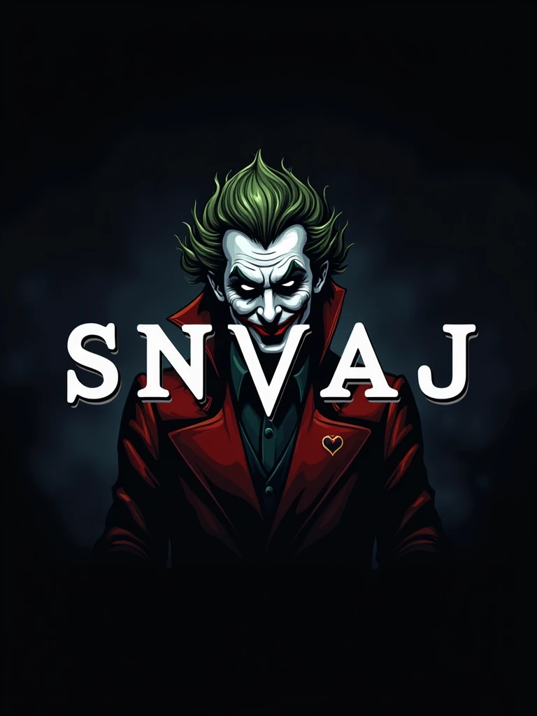 logo "snvaj" stylish letter logo front,background joker in letter front joker