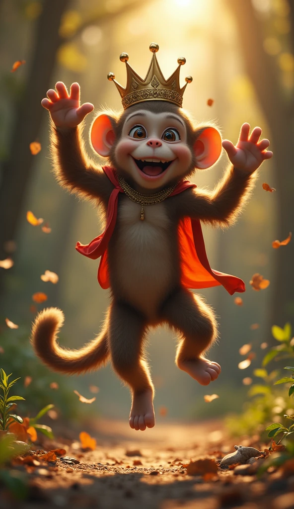 monkey:
jumping with joy Yes, Your Majesty! You are truly our king