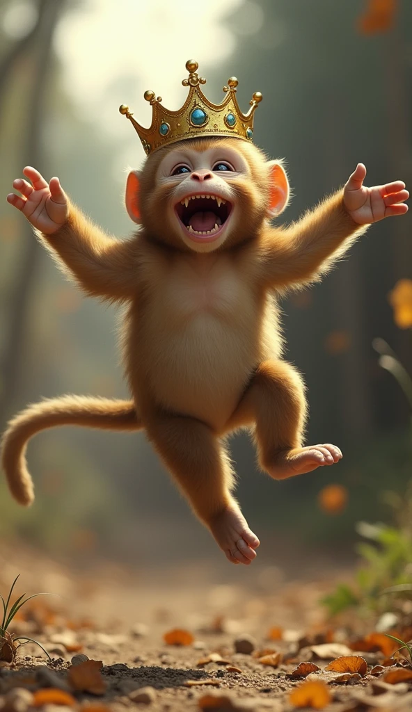 monkey:
jumping with joy Yes, Your Majesty! You are truly our king