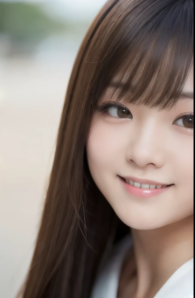 best quality, face focus, soft light, ultra high res, (photorealistic:1.4), RAW photo,(Shinozaki Ai), white skin, kawaii, 1 Japanese girl, solo, cute, (smile), (pupil, lights in the eyes),  detailed beautiful face, Medium-sized breasts,(high resolution detail of human skin texture),(long hair),(portrait), upper body, white traditional kimono