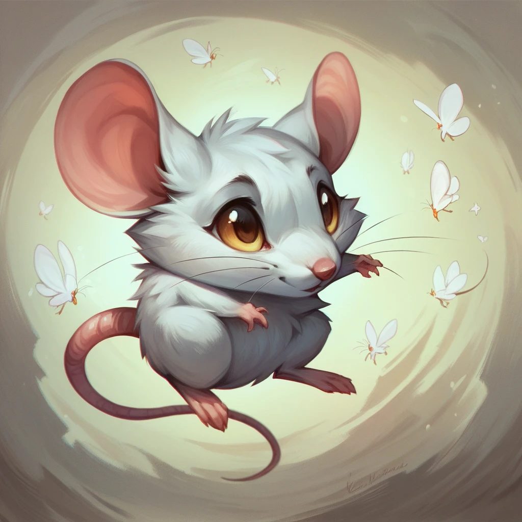 little guardian spirit, mouse, in the Scandinavian Nordic theme. mouse дух-хранитель, Rendering style is casual, soft, with neat shapes and detailed textures, Pure colors. digital painting, 