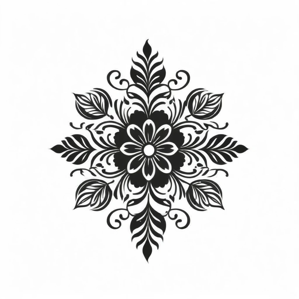 a black silhoutte of simplw decoral flower design