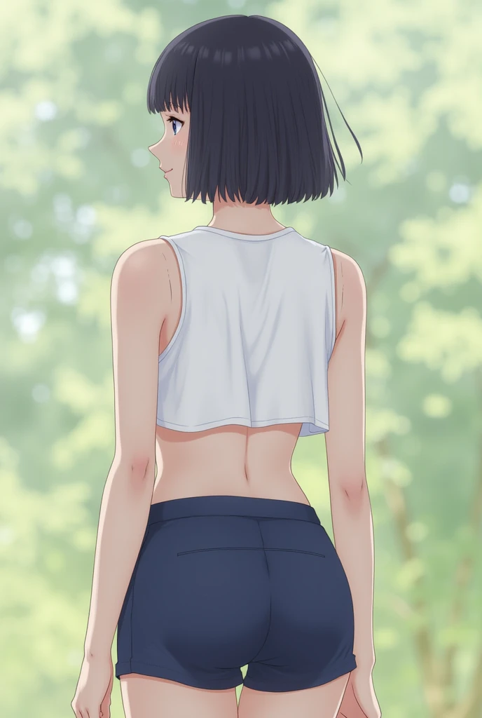 (Masterpiece:1.5),(Highest quality:1.5),(detailsมาก:1.5),(high resolution:1.5),(Realistic:1.5),(Realistic:1.5),(delicate depiction),(Careful description))),8k,wallpapers,BREAK(1 woman),(young japanese woman),(standing),(From before),(Back view, standing),(Short bob),(The upper half of the body is wearing a pure white gym outfit.),(Dark blue shorts:1.6),BREAK(Fine fabric texture:1.3),(thick thighs),(beautiful face,detailed face,,beautiful eyes,beautiful eyes,Beautiful skin,Surface texture:1.3),BREAK(handสวย:1.4),(handที่ละเอียด:1.4),(((jp_buruma))),(Cowboy picture),(front:1.6),(The background is a school field.:1.6),((Blur background:1.6)),(((hand,details,perfect,ความperfect,hand)))