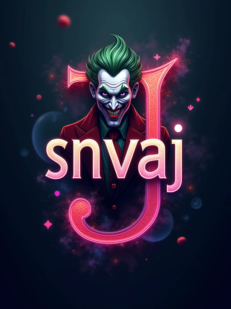 logo "snvaj" stylish letter logo front,background joker in letter front joker