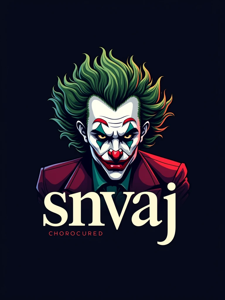 logo "snvaj" stylish letter logo front,background joker in letter front joker