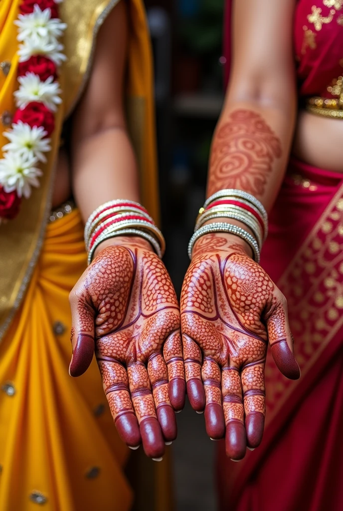 Wedding photos of Indian style mehndi