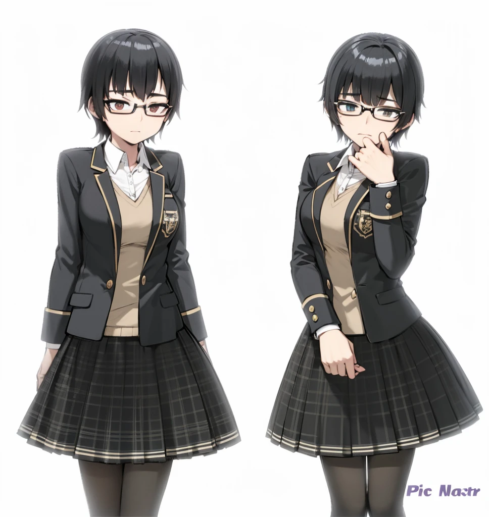 twins short black hair with glasses