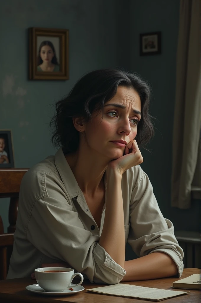Mother with sad thinking about son and daughter
ougher