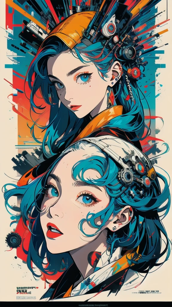(((masterpiece, highest quality))),(((solo:1.2))),(((1girl:1.2))),32k wallpaper, very detailed, poster, vintage science fiction,(((((geometric cinematic movie poster))))), (bauhaus), shape,(((abstract))),(mid century modern),movie poster,(((((portfolio))))),(((((Close-up))))),(((((bust up))))),((((more various angle)))),(((highlight))),((((heterochromia)))),(((complete. detailed face))),(((Extremely talented))),(((((most complecated machine))))),Colorful color scheme,(Cleavage),(((((unlimited mechanic Workaholic))))),(((Absolutely blank background)))