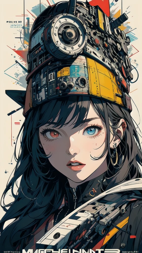 (((masterpiece, highest quality))),(((solo:1.2))),(((1girl:1.2))),32k wallpaper, very detailed, poster, vintage science fiction,(((((geometric cinematic movie poster))))), (bauhaus), shape,(((abstract))),(mid century modern),movie poster,(((((portfolio))))),(((((Close-up))))),(((((bust up))))),((((more various angle)))),(((highlight))),((((heterochromia)))),(((complete. detailed face))),(((Extremely talented))),(((((most complecated machine))))),(((((unlimited mechanic Workaholic))))),(((Absolutely detailed Mighty machines background))),(((Geiger counter))),(((Beautiful vibrant color scheme))),(((mouth wide open)))