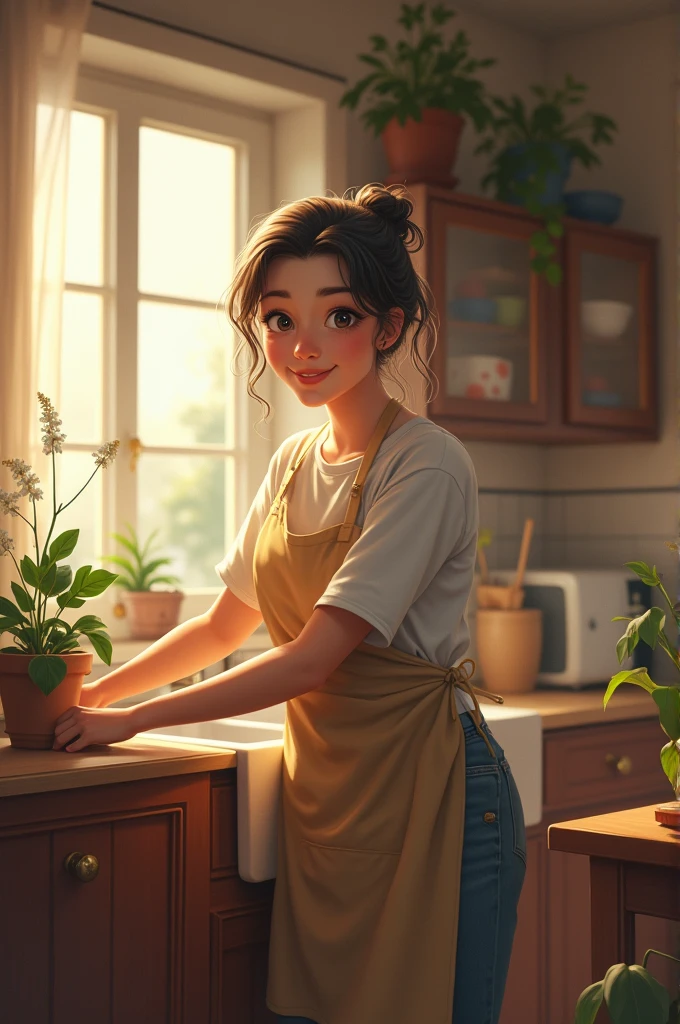 a mother who cleaning the house