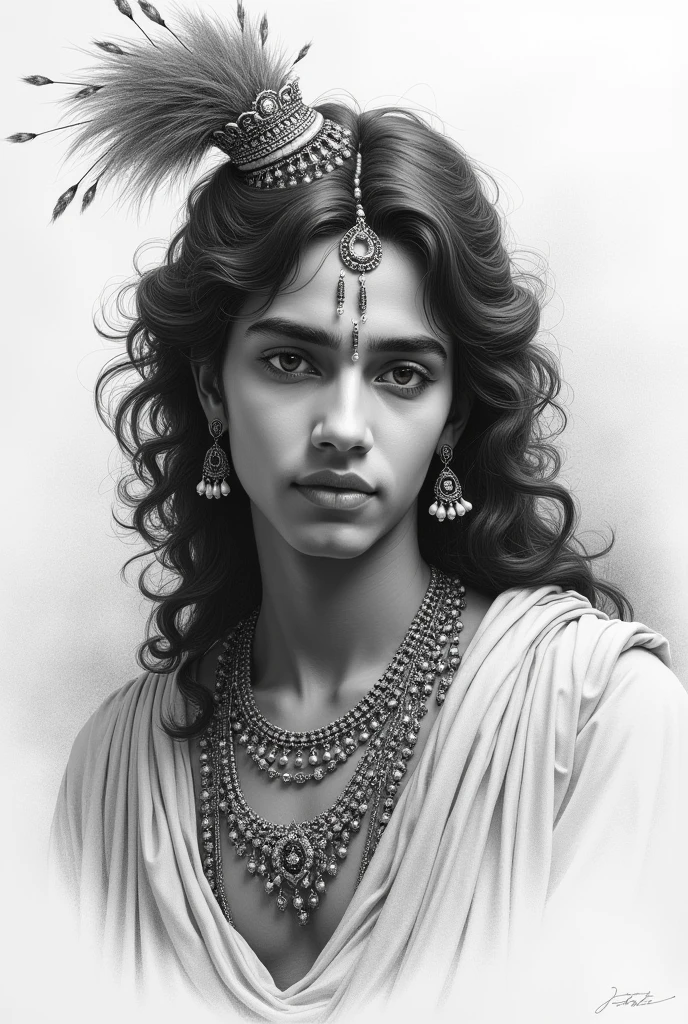 A sketch of lord krishna