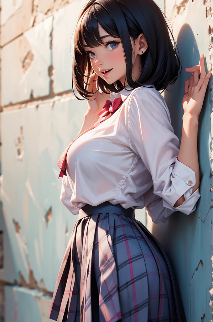 high-definition images, atmospheric perspective, 8k, super detail, accurate, best quality, (casual dress), ecstasy, eyes realistic sizing, arch hip, pubic hair, ((selfie, smartphone, show off luxurious panties)), (long skirt, a serious and straight-laced girl, blush, smile, in the beach), ocean, ship, (angle from below),