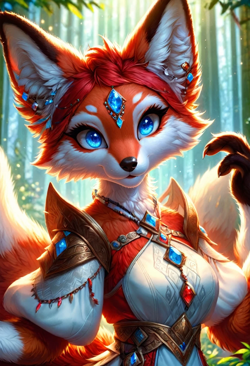 Anthropomorphic kitsune-satyr dutchess. red fur. Crystal blue eyes. Official Art – An Award-Winning Digital Masterpiece In 4K Ultra HD, Extreme Detail And Intricate Realism. Symmetrical Face. This bright and colorful Concept Art Brought To Life By The Hands Of Artists Like Wlop & Artgerm In A Stunning 2D Vector Illustration. Background Is A Panoramic Vista.
