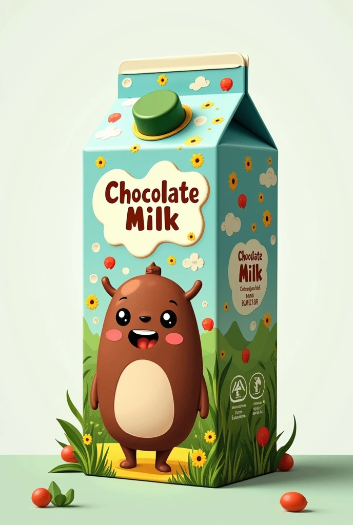 Make a design model for a chocolate milk box, Inspired by the 200ml Toddynho called Chocolatra, Design for children with biodegradable straws 