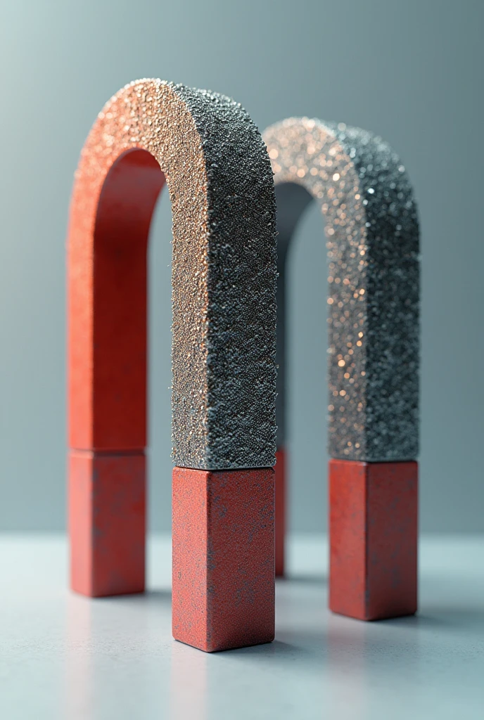 three magnets: one with maximum iron fillings on poles, second with few iron fillings on the poles and with least iron fillings on tje poles.