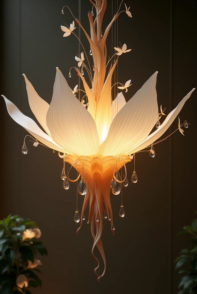 Create a chandelier that combining shape of lily flower and butterfly  shape