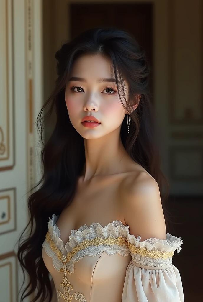 Jennie blackpink princess with black hair and old dress real photos