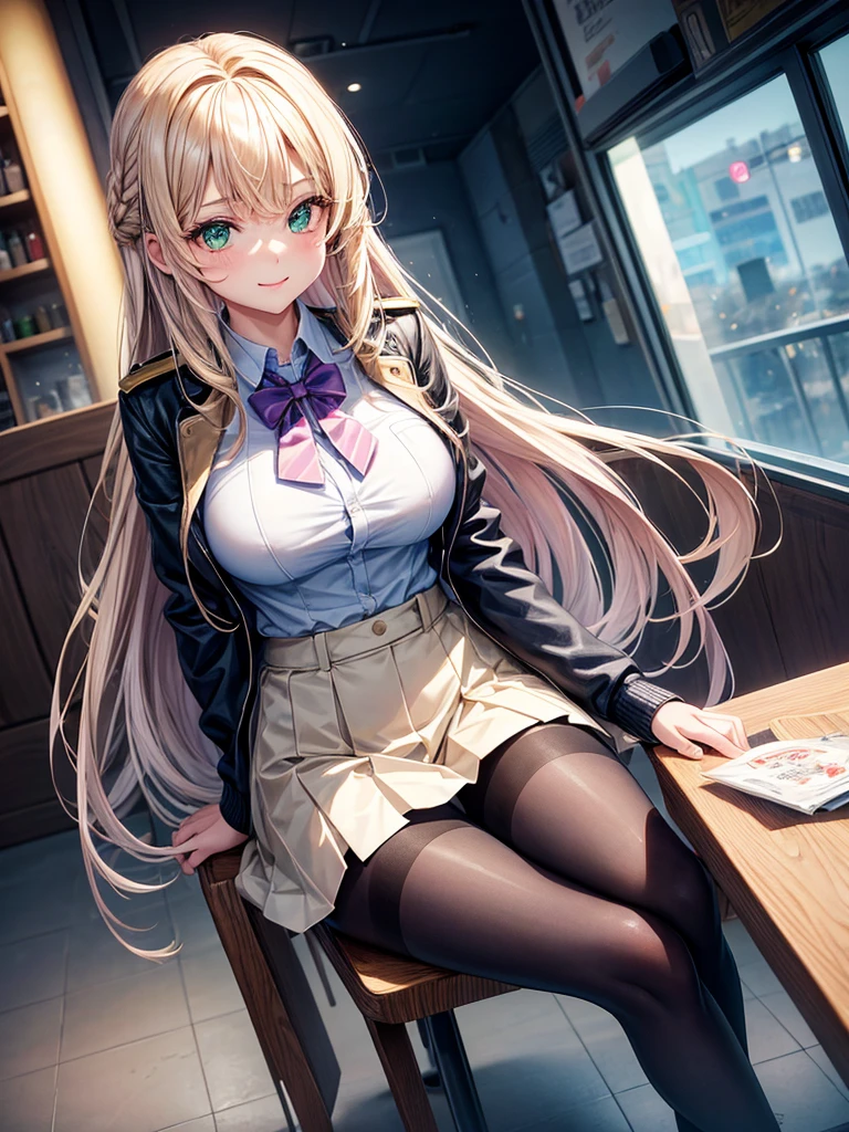 middle School girls，smile，Beautiful girls，Beautiful girl from another world，Gun of the Future，Sitting in a chair，A girl drinking cream soda at a family restaurant，family restaurant，leather jacket，The best quality to get you horny，Psychic，Wizard，Uniform and cardiganコーデ，battle，Colorfulな髪色，Perfect Girl，Super cute girl，Cute uniform，Uniform of the Future，Wearing a cardigan，Long Hair、Sparkling eyes，She has her bangs down，Colorful，Ultra HD，Young girl，sex，Green Eyes，Naughty Girls，Full body image，Big Breasts，Beautiful Girl&#39;s Paradise，Fashion Girl，Naughty Girls，Beautiful Girl Country，High-dimensional beautiful girl，A beautiful girl who transcends everything，So beautiful，Absurd，Beautiful girls，