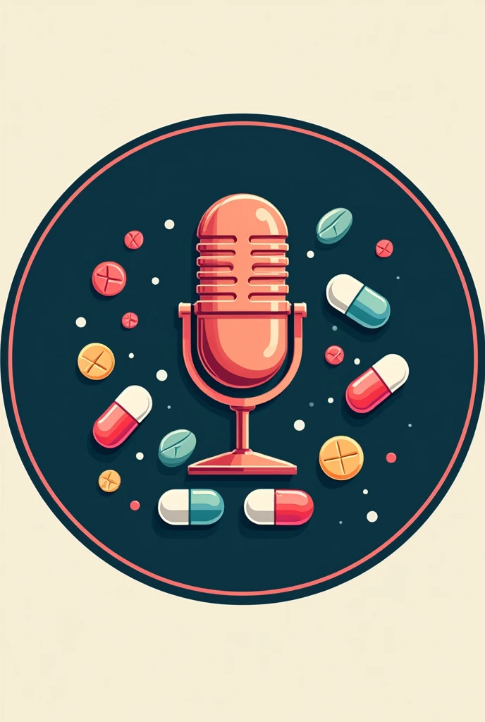 Create a round logo for a podcast editing company called, under pills 