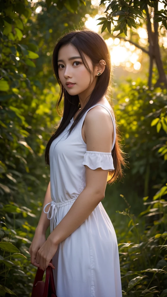 One woman in her twenties, meditation、High resolution, In nature。night
