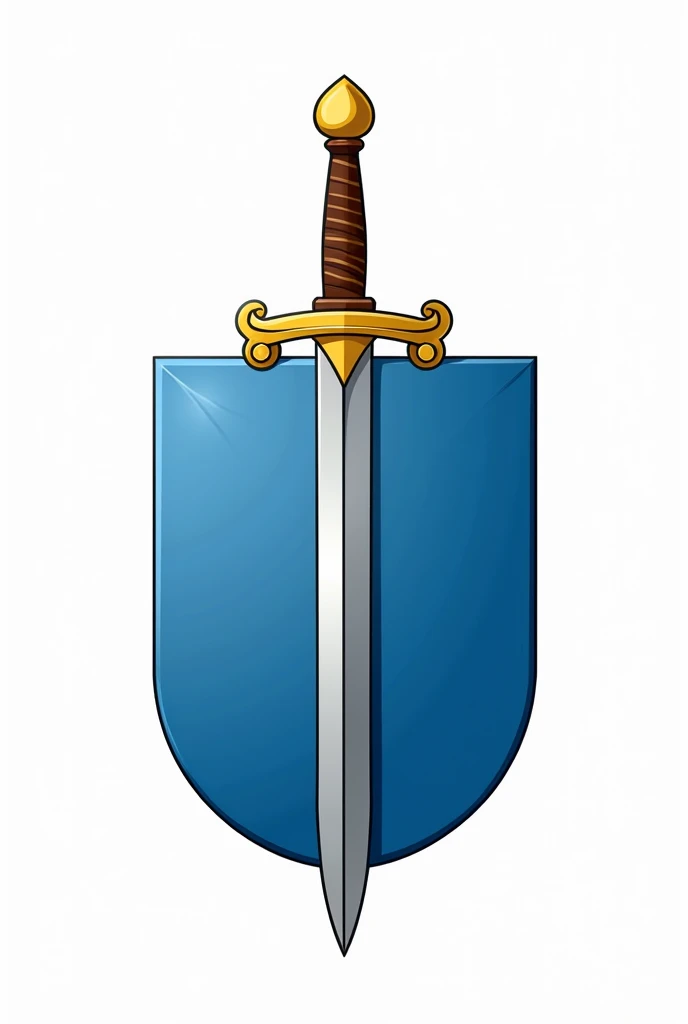 Coat of arms logo with blue shield, transparent background. Drawn on the national emblem, It&#39;s yellow., Plain color and a sword planted behind the shield --Automatic 