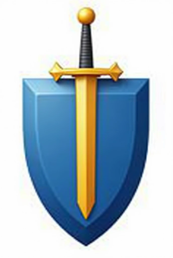 Coat of arms logo with blue shield, transparent background. Drawn on the national emblem, It's yellow., Plain color and a sword planted behind the shield --Automatic