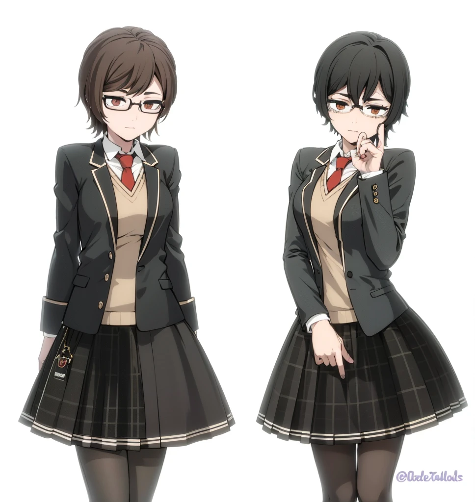 twins short black hair with glasses