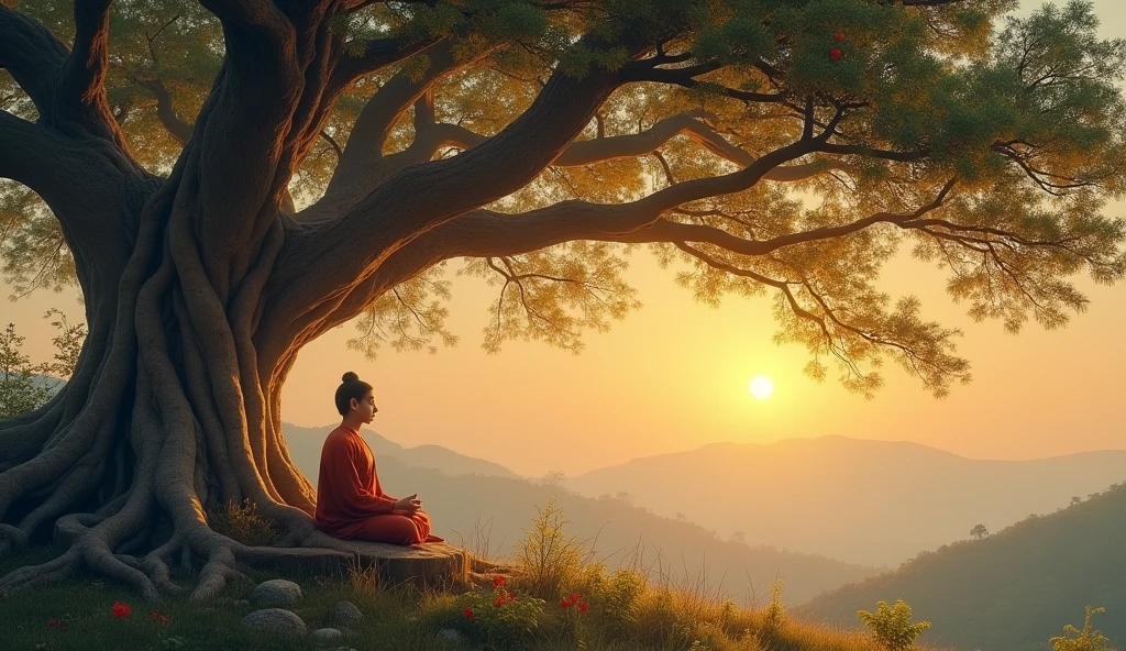 Buddha Shakyamuni meditates under the Bodhi tree