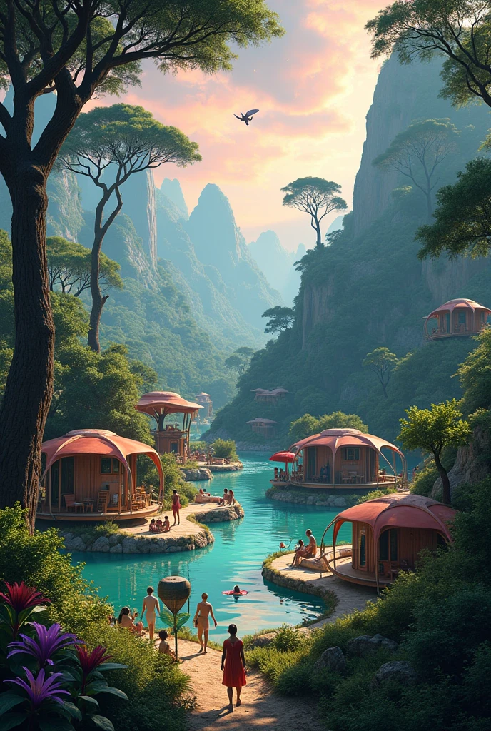 Holiday Camp , on an alien planet, forest view