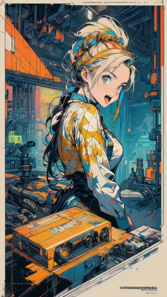 (((masterpiece, highest quality))),(((solo:1.2))),(((1girl:1.2))),32k wallpaper, very detailed, poster, vintage science fiction,(((((geometric cinematic movie poster))))), (bauhaus), shape,(((abstract))),(mid century modern),movie poster,(((((portfolio))))),(((((Close-up))))),(((((bust up))))),((((more various angle)))),(((highlight))),((((heterochromia)))),(((complete. detailed face))),(((Extremely talented))),(((((most complecated machine))))),(((((unlimited mechanic Workaholic))))),(((Absolutely detailed Mighty machines background))),(((Geiger counter))),(((Beautiful vibrant color scheme))),((((Open your mouth as wide as you can and roar))))