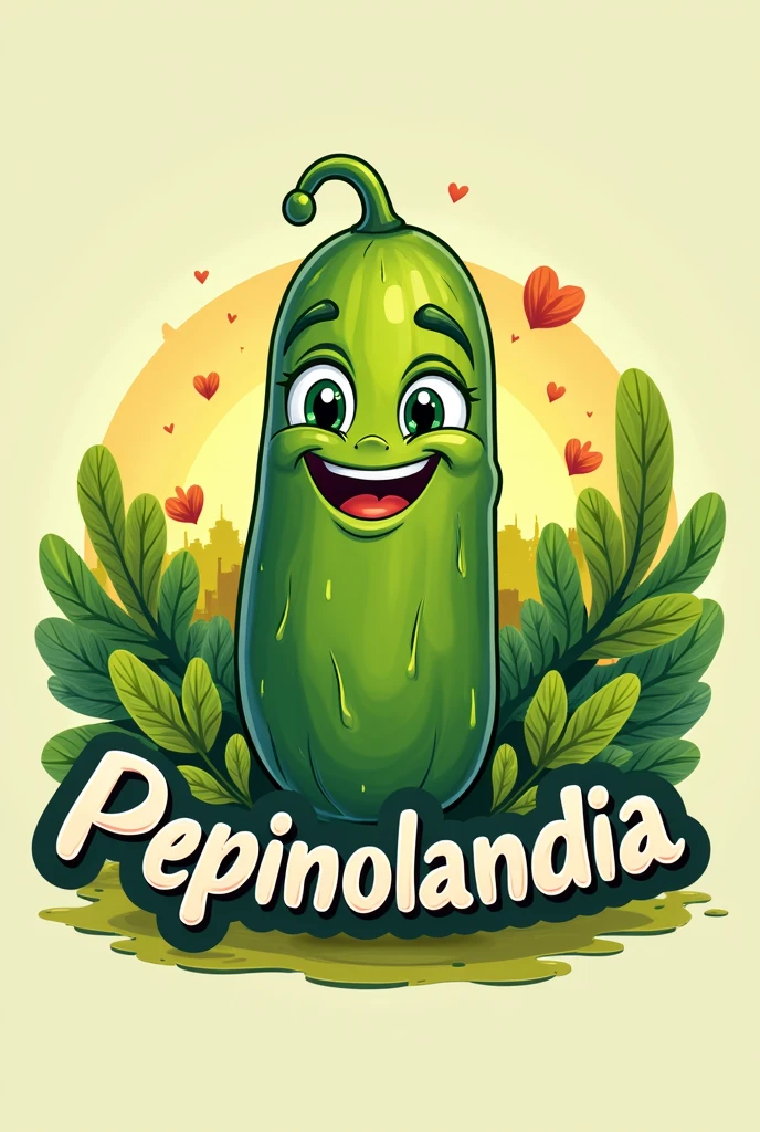 Create a logo of a cucumber for a company that says pepinolandia