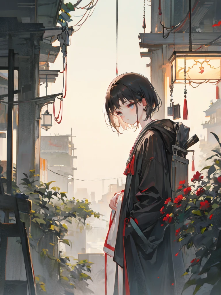 Hair cut short、Dark skinned tomboy girl, An illustration:Aoiro Studio、Komori Masaaki, Super detailed, Neon Light, Cinema Lighting, Matte Paint, Painted in oil painting style, Trending on Art Station, modern art, Surreal and dreamy atmosphere.