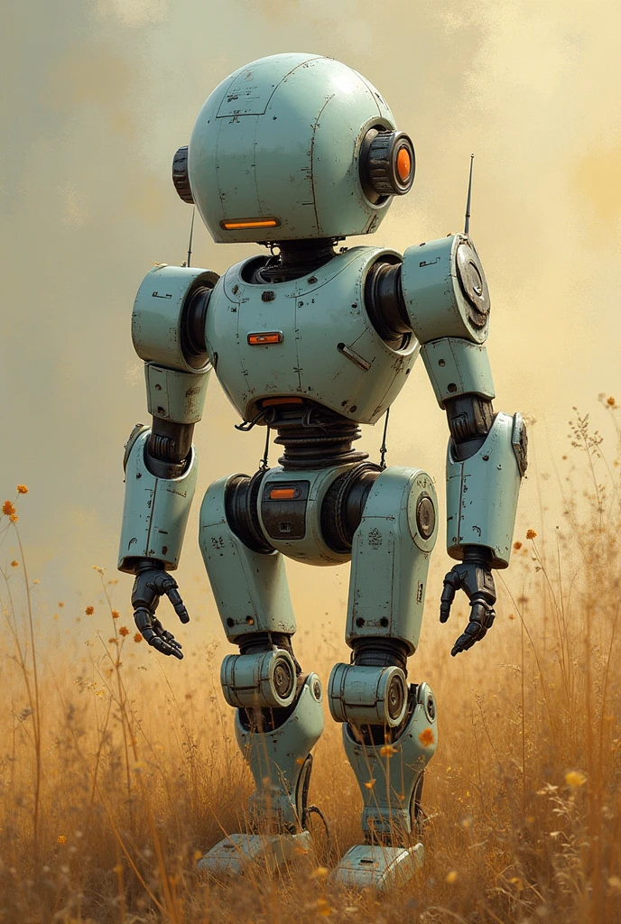 A robot with the style of impressionism of Vangoh