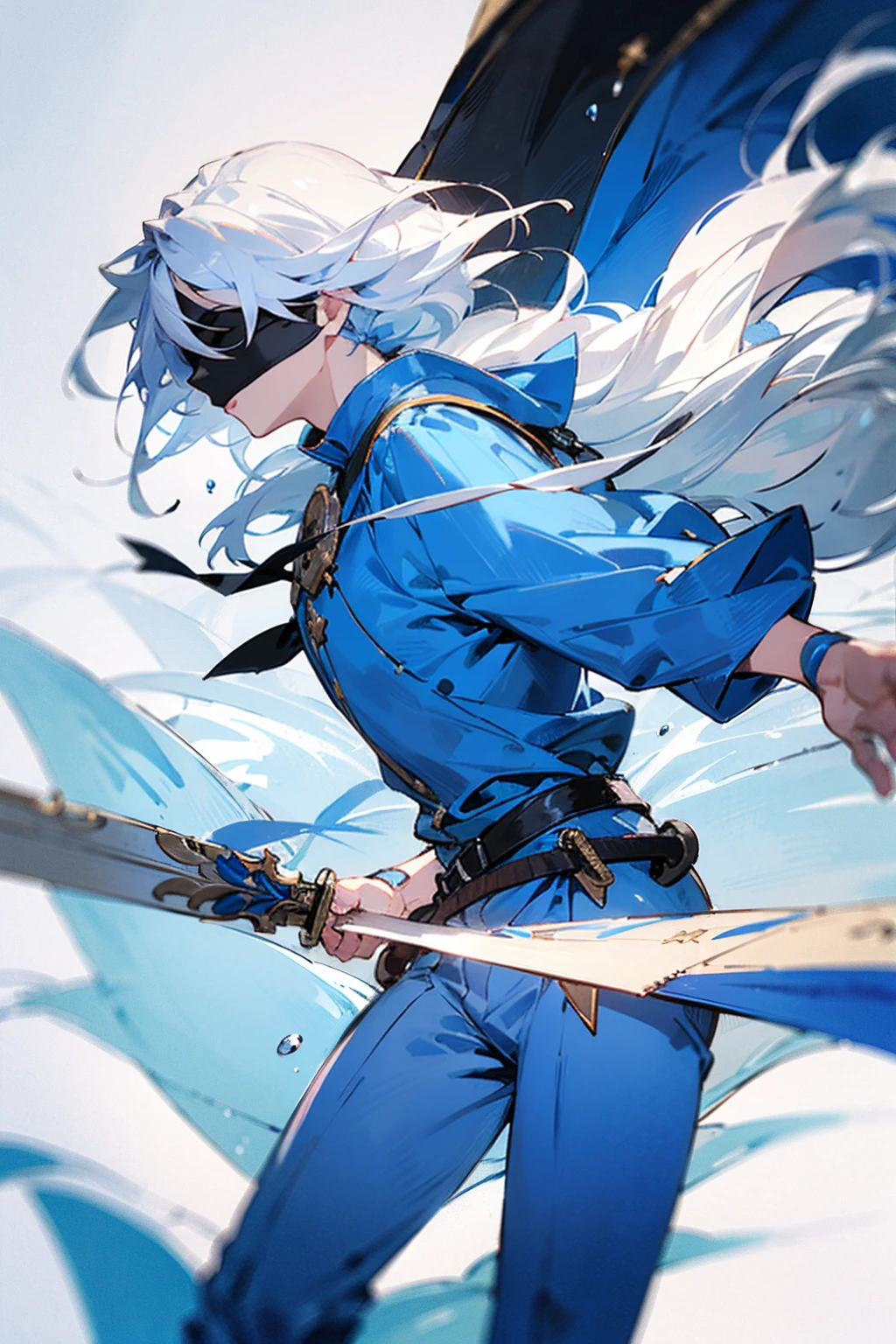 A woman with white hair and a sword made of bone